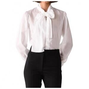 NEW CISSA bow tie blouse in white